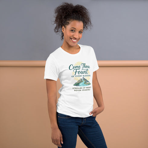Come Thou Fount of Every Blessing Christian Hymn T-shirt women white
